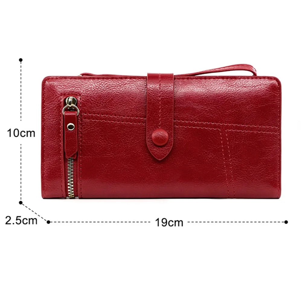 R823-3 Bi-fold Long Wallet Women Multiple Card Slots Zipper Clutch PU Leather Cellphone Purse with Wrist Strap - Black - 7