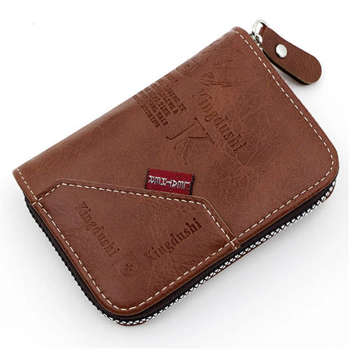 MK95-15 Multifunction Wallet PU Leather Coin Card Storage Bag for Daily Use, Travel - Light Brown - 1
