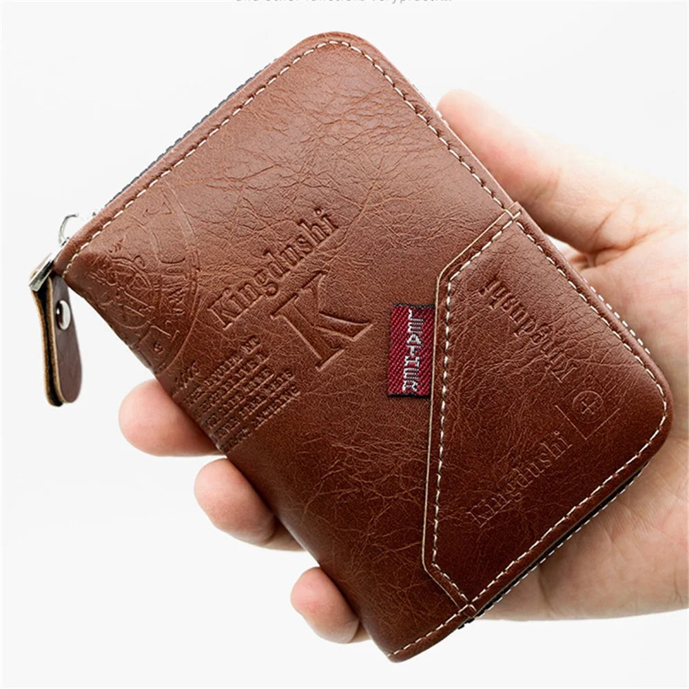 MK95-15 Multifunction Wallet PU Leather Coin Card Storage Bag for Daily Use, Travel - Light Brown - 4