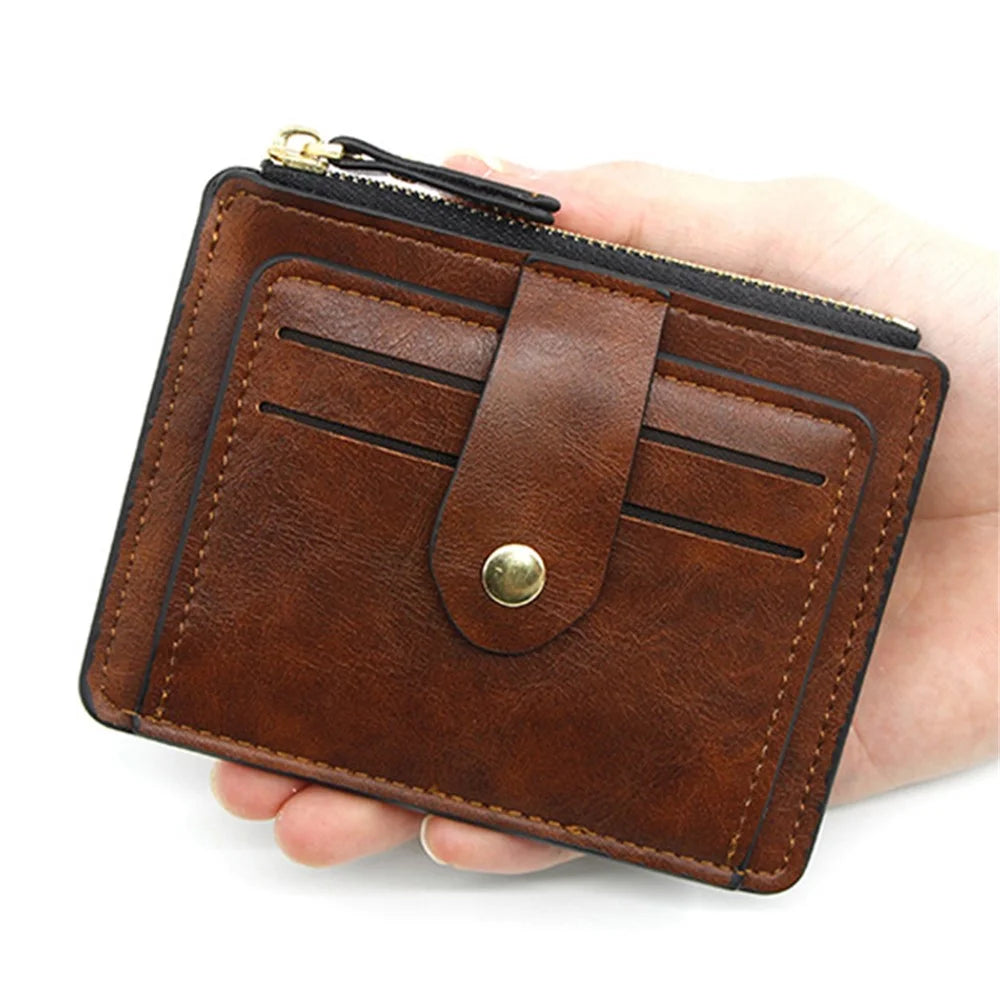 K61 Ultra-thin Wallet PU Leather Travel Card Storage Holder Coin Pouch Bag Billfold for Women Men - Brown - 2
