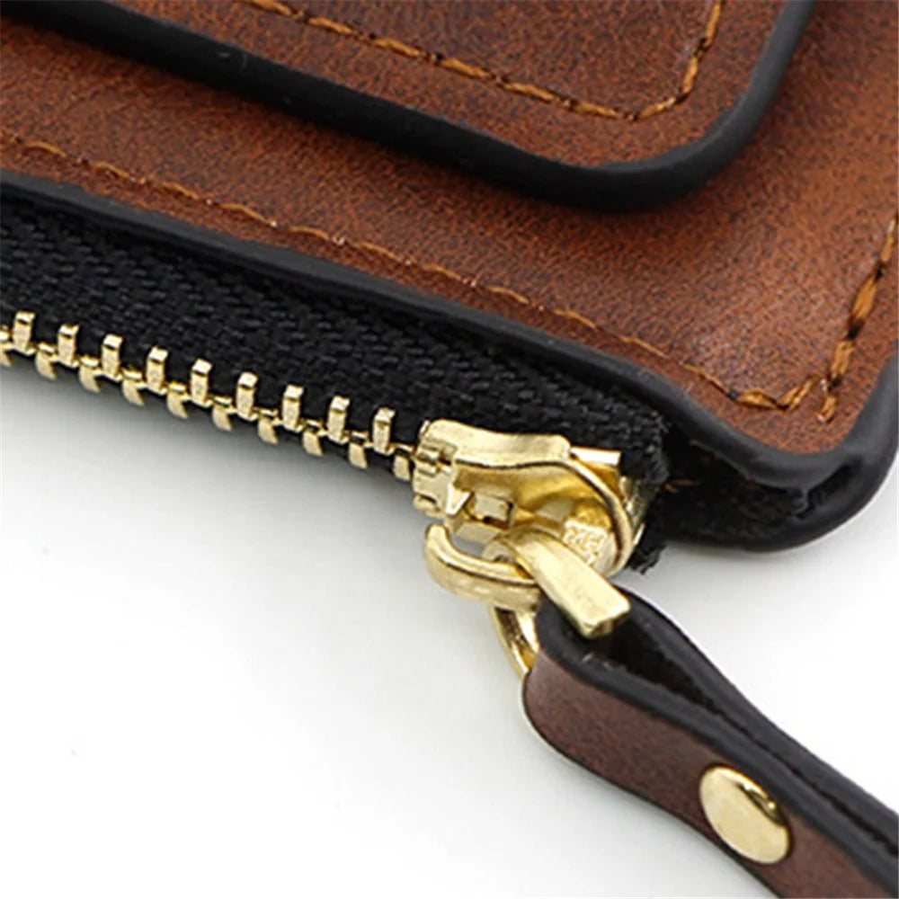 K61 Ultra-thin Wallet PU Leather Travel Card Storage Holder Coin Pouch Bag Billfold for Women Men - Brown - 3
