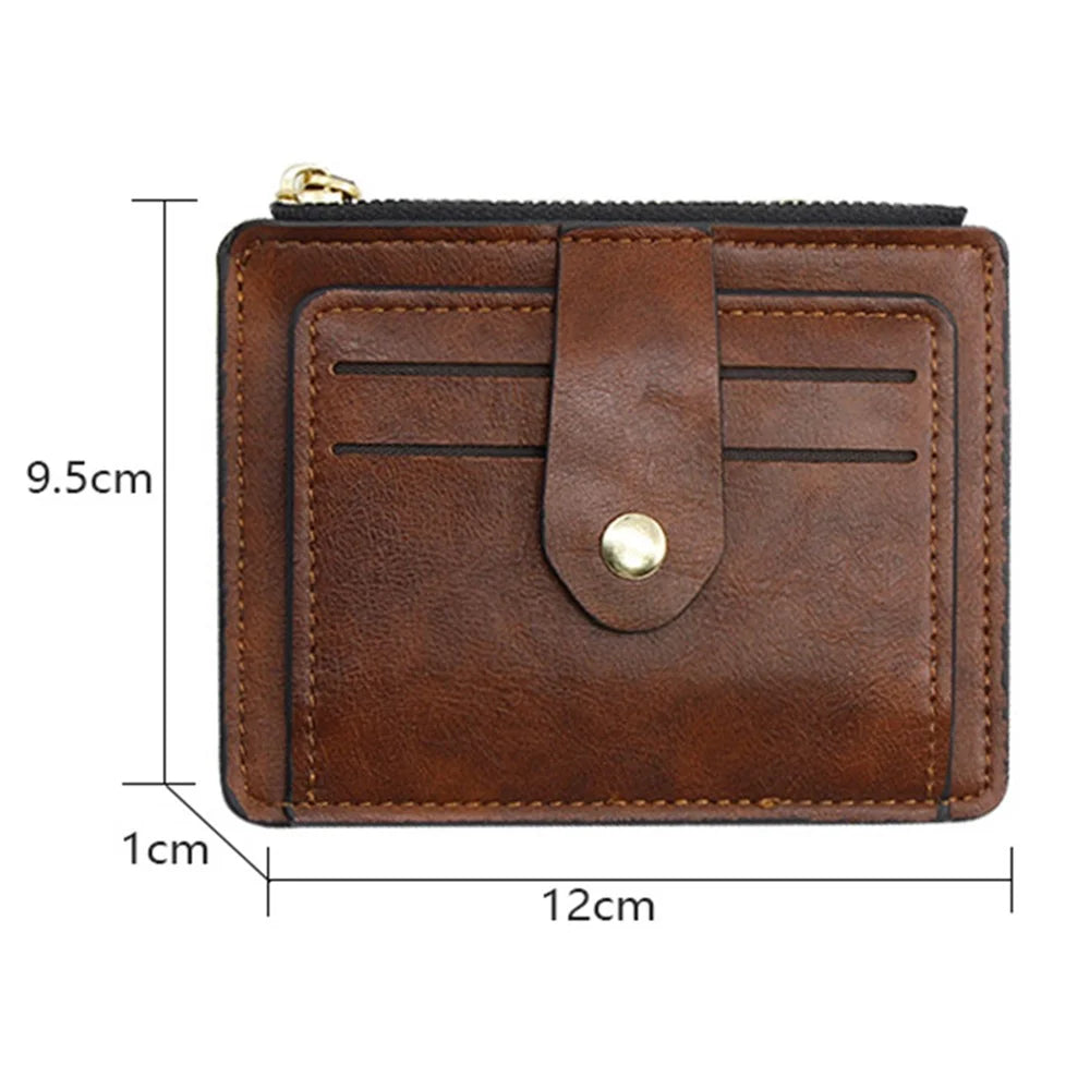 K61 Ultra-thin Wallet PU Leather Travel Card Storage Holder Coin Pouch Bag Billfold for Women Men - Brown - 6