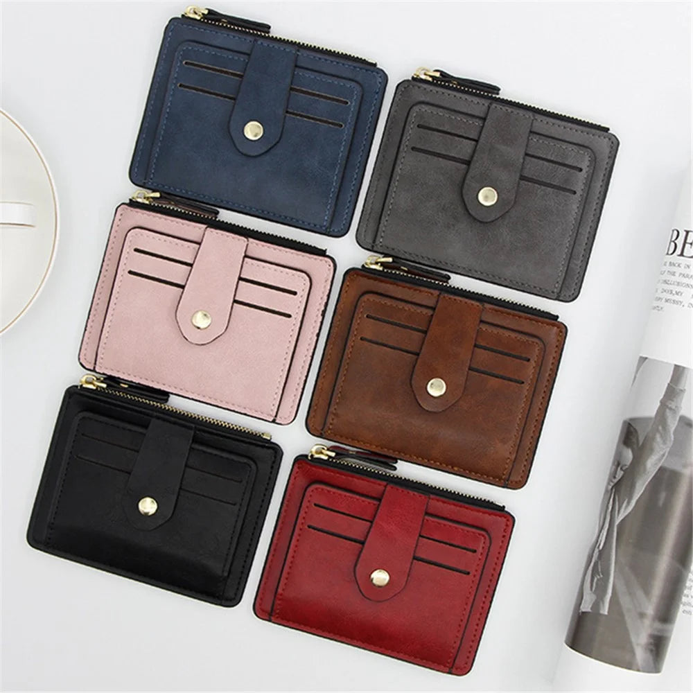 K61 Ultra-thin Wallet PU Leather Travel Card Storage Holder Coin Pouch Bag Billfold for Women Men - Brown - 7