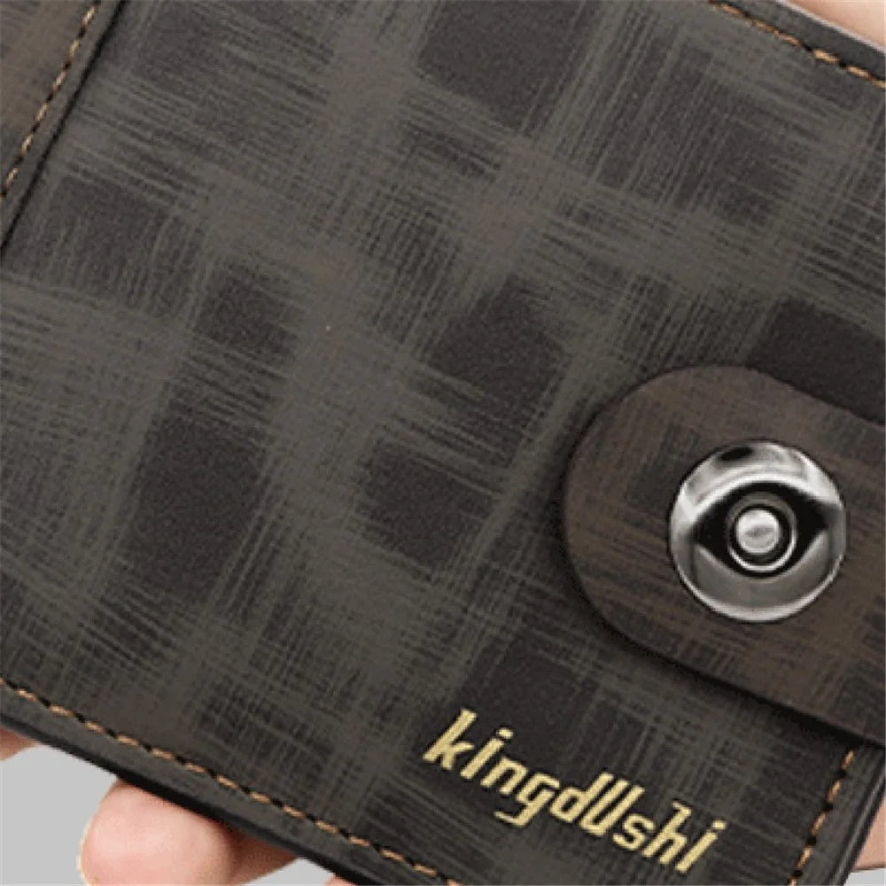 KINGDUSHI Stylish PU Leather Men Bi-fold Short Wallet Coins Card Cash Carrying Bag - Light Coffee - 2
