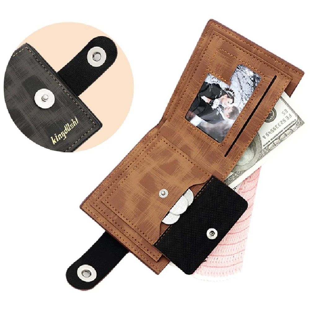 KINGDUSHI Stylish PU Leather Men Bi-fold Short Wallet Coins Card Cash Carrying Bag - Light Coffee - 3