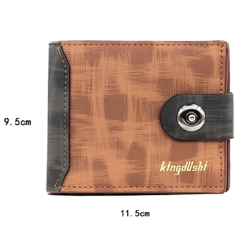 KINGDUSHI Stylish PU Leather Men Bi-fold Short Wallet Coins Card Cash Carrying Bag - Light Coffee - 5