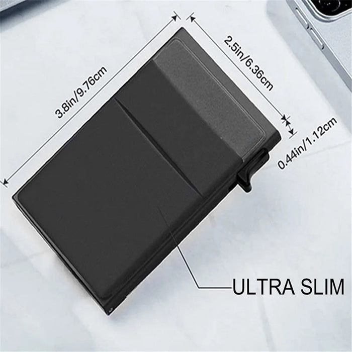 Aluminum Alloy+Plastic Card Pouch RFID Blocking Credit Card ID Card Holder Case Easy Pop-Up Slim Bag - Red - 7