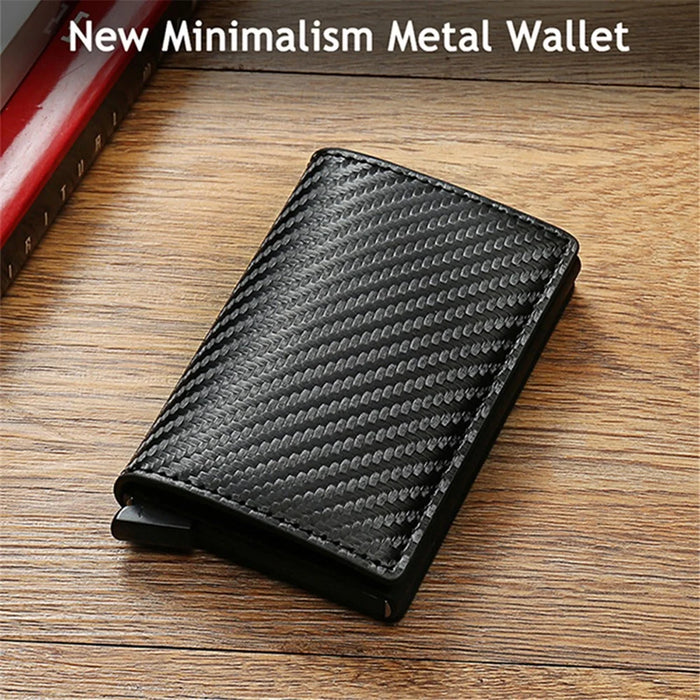 For AirTag Storage Bag RFID Blocking Microfiber Leather Card Holder Men Cash Card Carrying Bag - Blue - 2