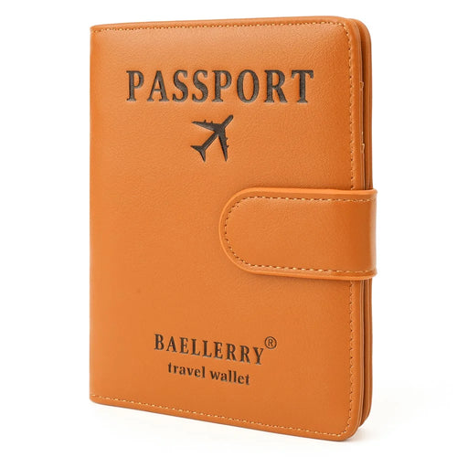 BAELLERRY K2393 Travel Passport Holder Cover RFID Blocking Wallet for Credit Cards Boarding Passes - Brown - 1