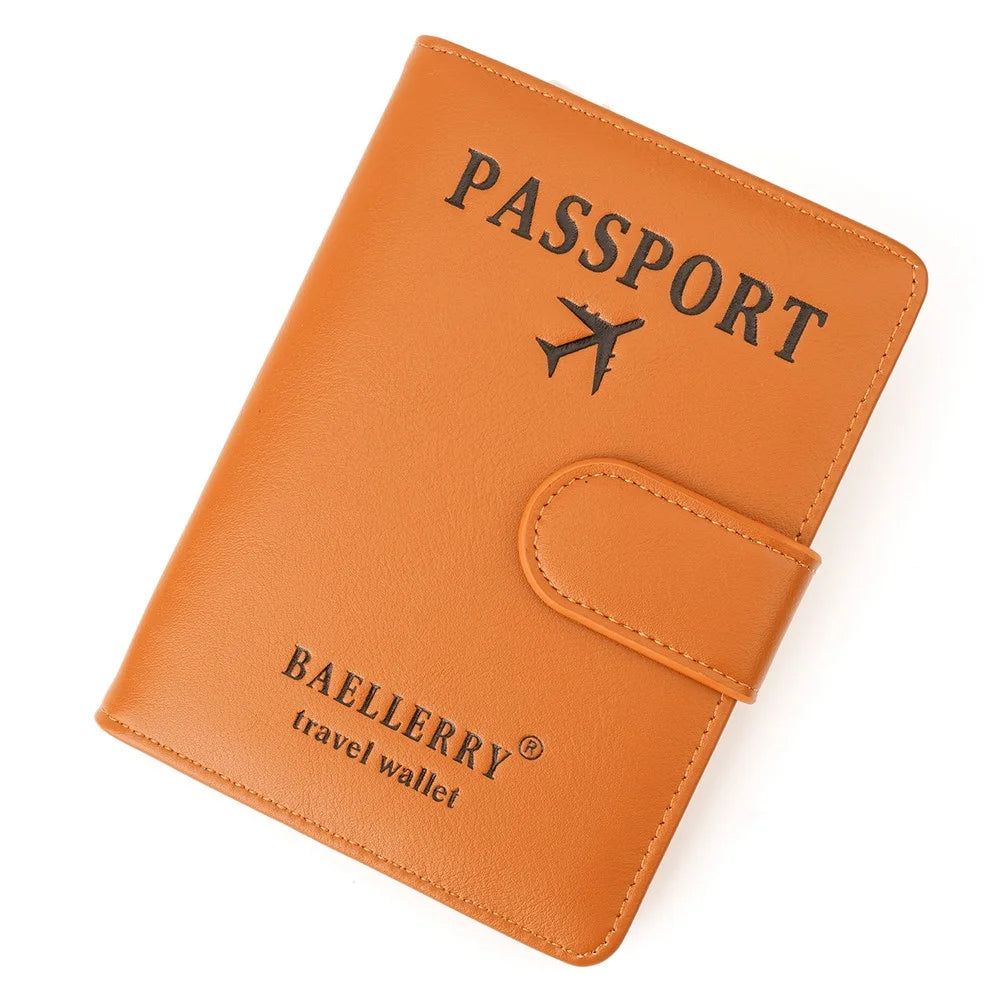 BAELLERRY K2393 Travel Passport Holder Cover RFID Blocking Wallet for Credit Cards Boarding Passes - Brown - 2
