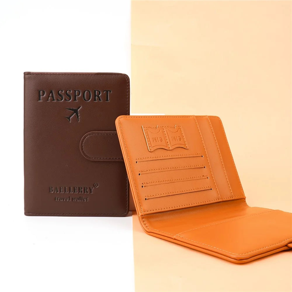 BAELLERRY K2393 Travel Passport Holder Cover RFID Blocking Wallet for Credit Cards Boarding Passes - Brown - 7