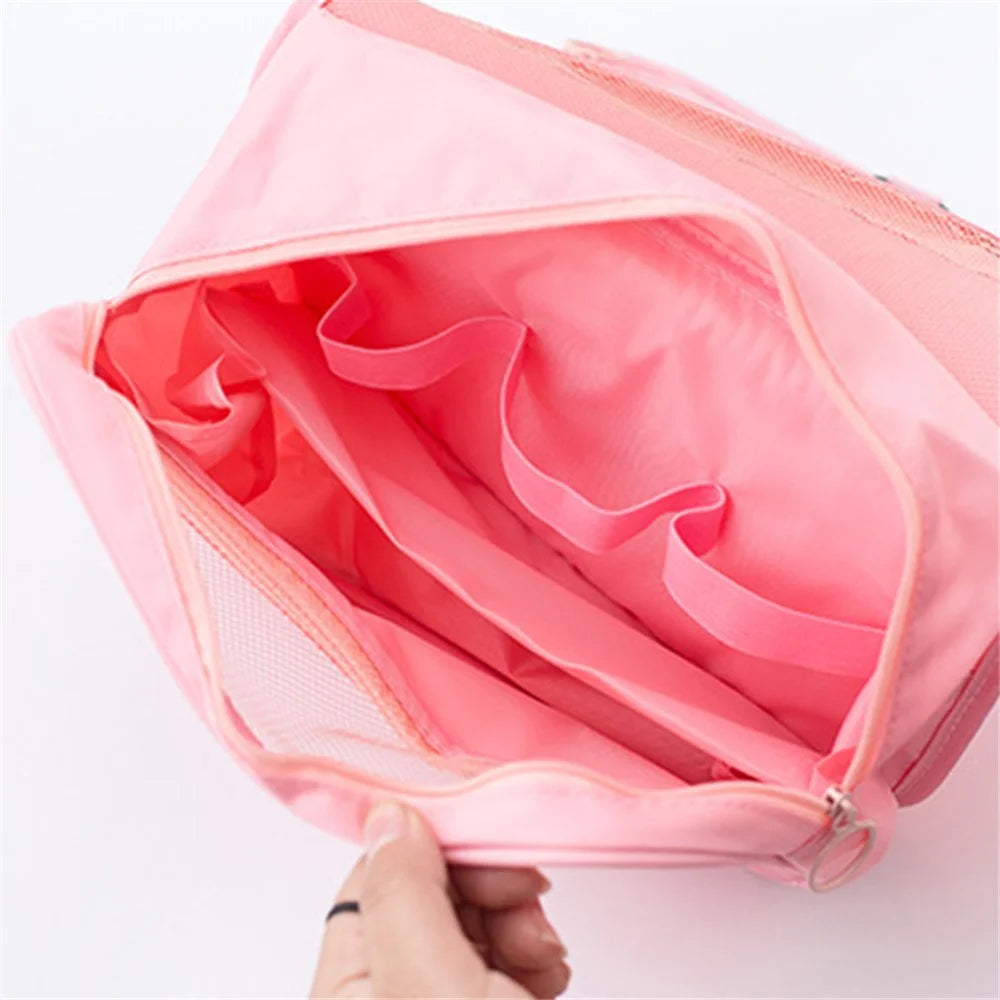 Twill Texture Hanging Hook Toiletry Bag Oxford Cloth Travel Organizer Waterproof Large Toiletries Cosmetics Bag - Pink - 5