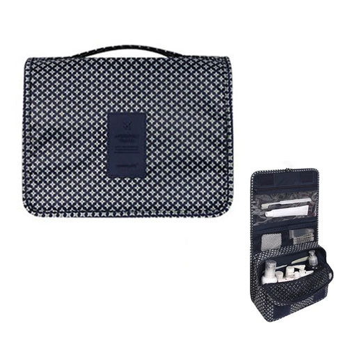 Portable Travel Toiletry Bag Oxford Cloth Waterproof Wash Bag Storage Pouch with Hanging Hook - Blue+Star - 1
