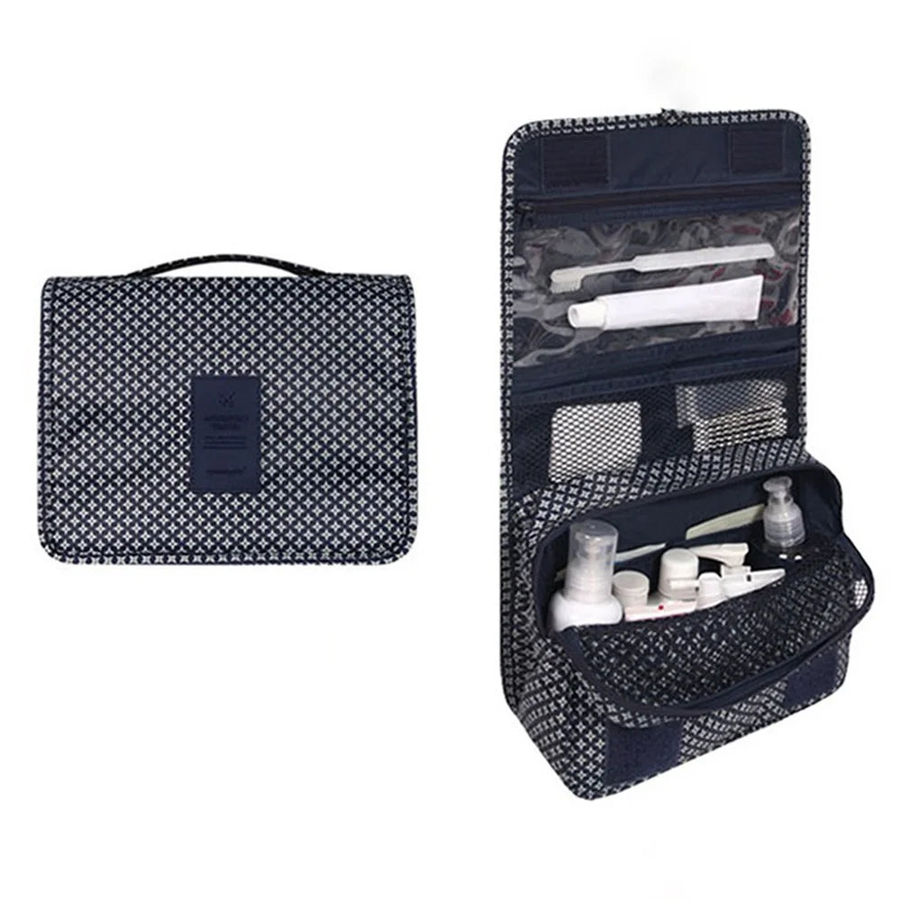 Portable Travel Toiletry Bag Oxford Cloth Waterproof Wash Bag Storage Pouch with Hanging Hook - Blue+Star - 2