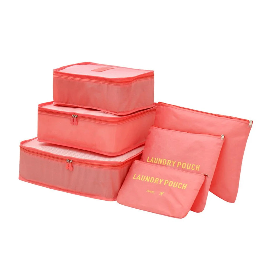 6Pcs Oxford Cloth Packing Cubes for Travel Luggage Organizer Bag Compression Pouches - Watermelon Red - 1