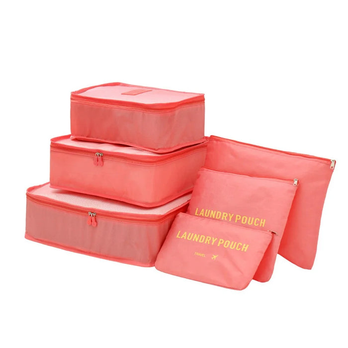 6Pcs Oxford Cloth Packing Cubes for Travel Luggage Organizer Bag Compression Pouches - Watermelon Red - 1