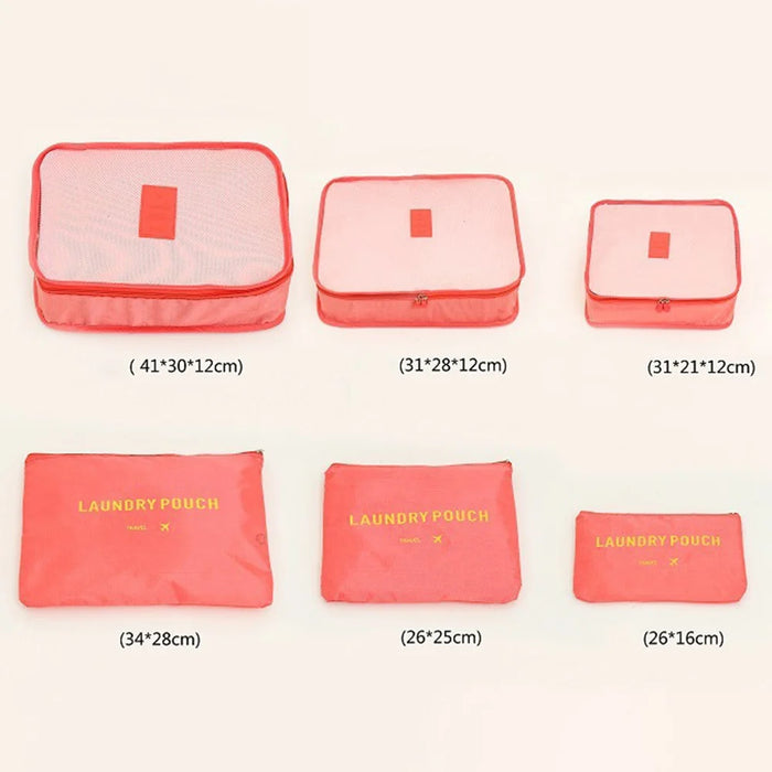 6Pcs Oxford Cloth Packing Cubes for Travel Luggage Organizer Bag Compression Pouches - Watermelon Red - 6