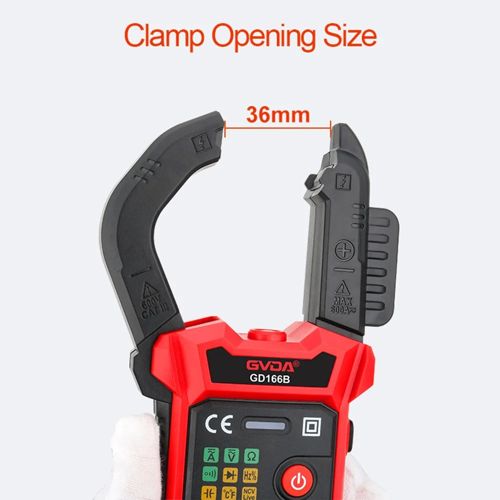 GVDA GD166B 6000 Counts Digital Clamp Meter AC DC Voltage True RMS Clamp Multimeter Capacitance Ohm Hz Amp Tester - 3