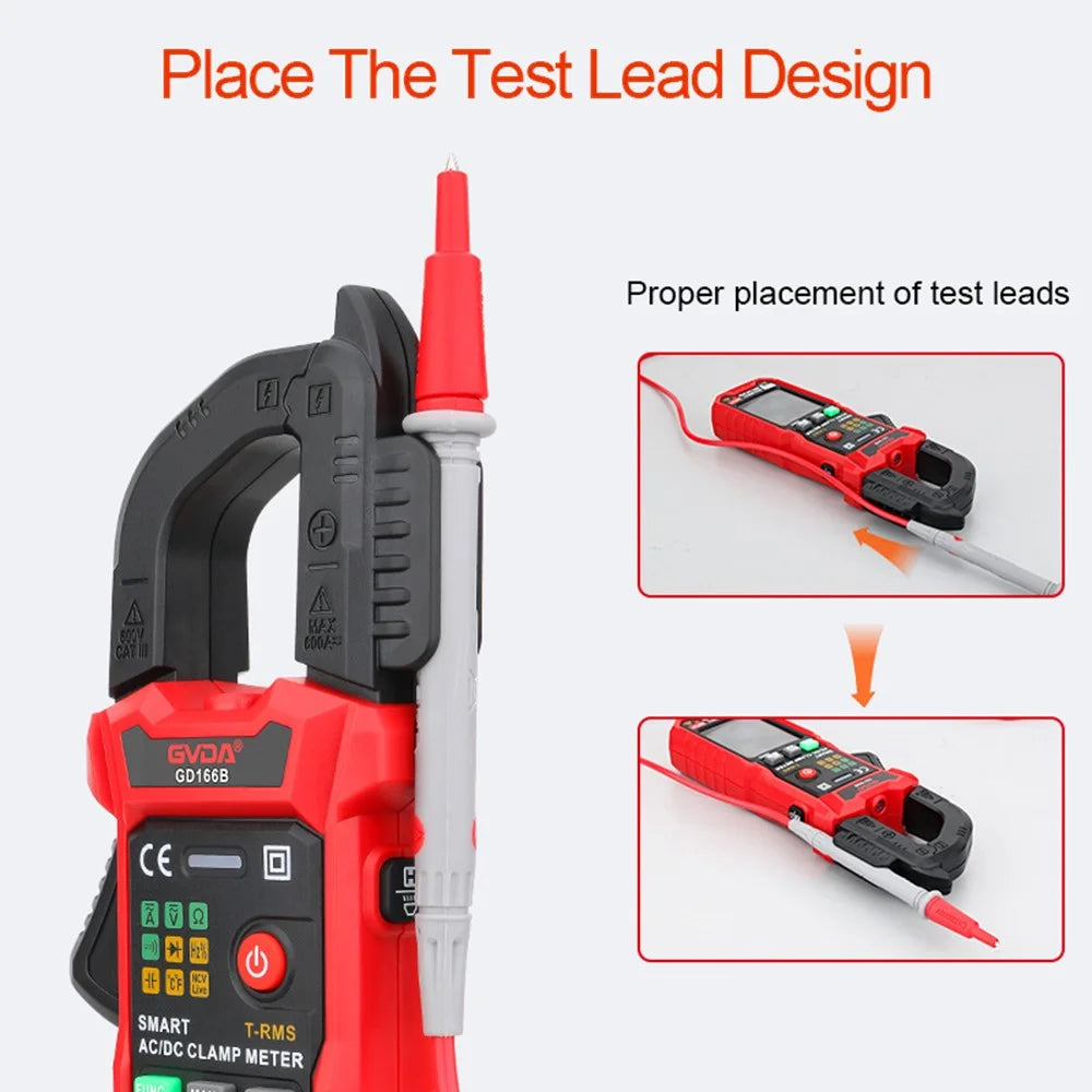 GVDA GD166B 6000 Counts Digital Clamp Meter AC DC Voltage True RMS Clamp Multimeter Capacitance Ohm Hz Amp Tester - 4