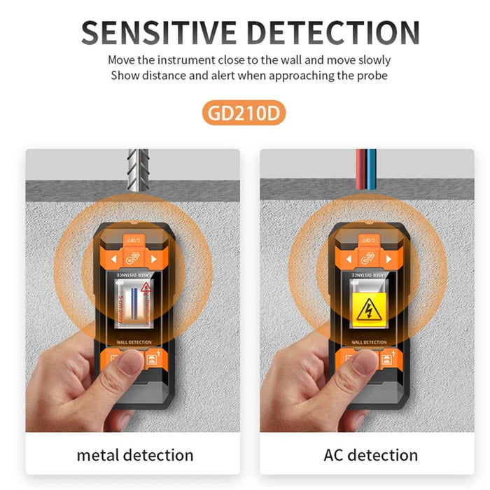 GVDA GD210D Metal Detector Laser Distance Meter Rangefinder Wall Scanner Wire Cable Metal Stud Wood Finder Digital Tape - 3