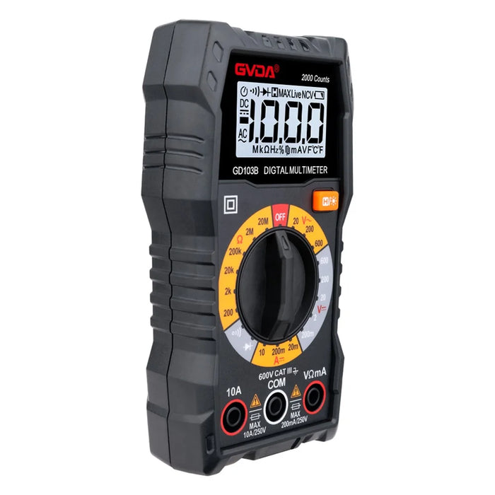 GVDA GD103B Household Mini Backlit Digital Multimeter DC / AC Voltage DC Current Portable Meter Tester with Kickstand - 7