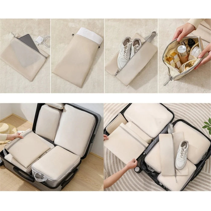5PCS Travel Clothes Organizer Bags Polyester Compression Packing Cubes Pouches to Maximize Space in Luggage - Black - 7
