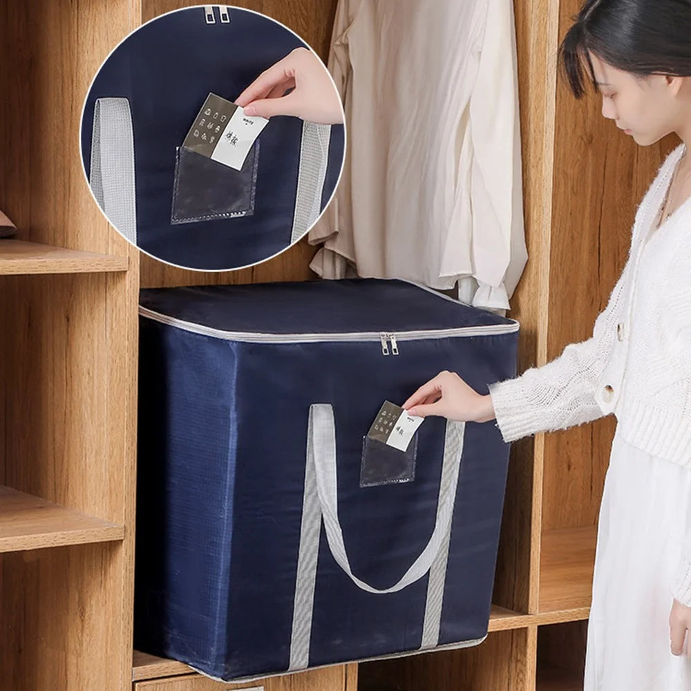 Oxford Cloth Extra Large Storage Bag for Moving House Storage Clothes Bedding Duvet Quilt Blankets, 60*45*55cm - Navy Blue - 6