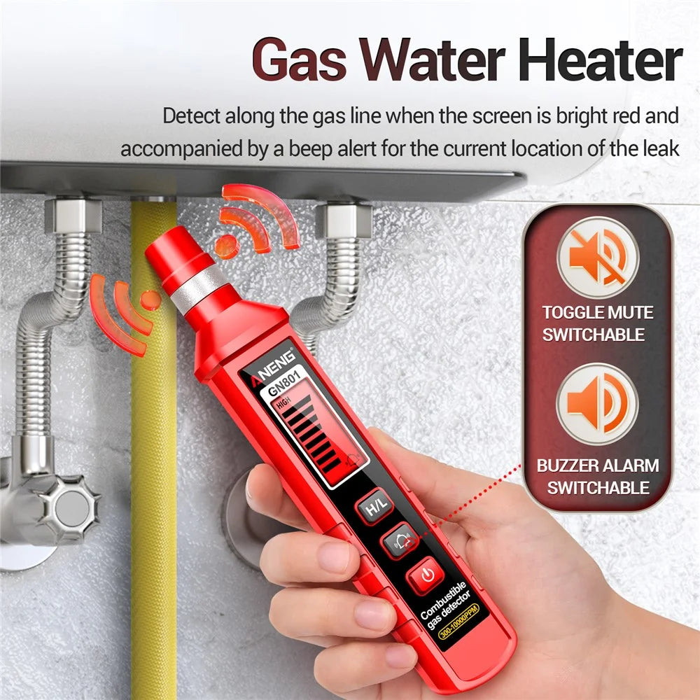 ANENG GN801 Combustible Gas Detector 300-10000PPM Sound Alarm Gas Analyzer Gas Leakage Meter LCD Environmental Tester Tool - 4