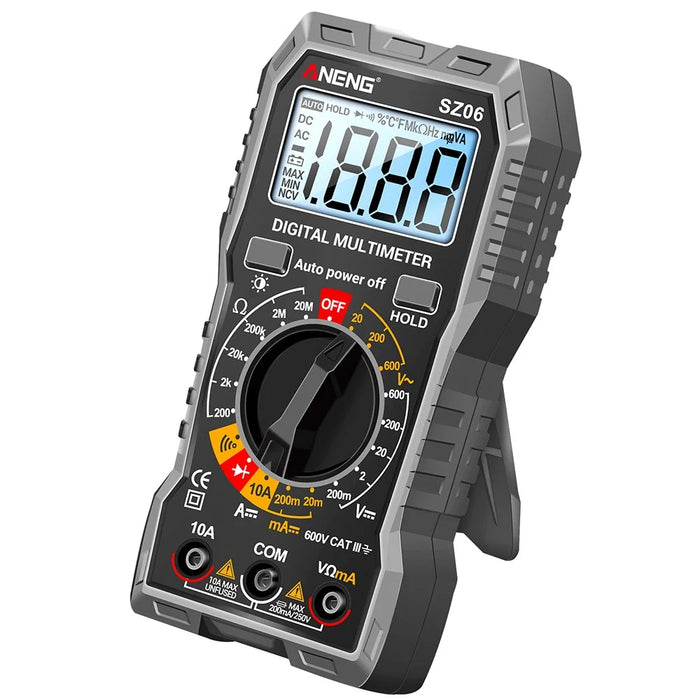 ANENG SZ06 2000 Counts Digital Multimeter Voltage Resistance Meter AC / DC Ammeter Voltmeter Ohm Tester with LCD Backlight - Grey - 1