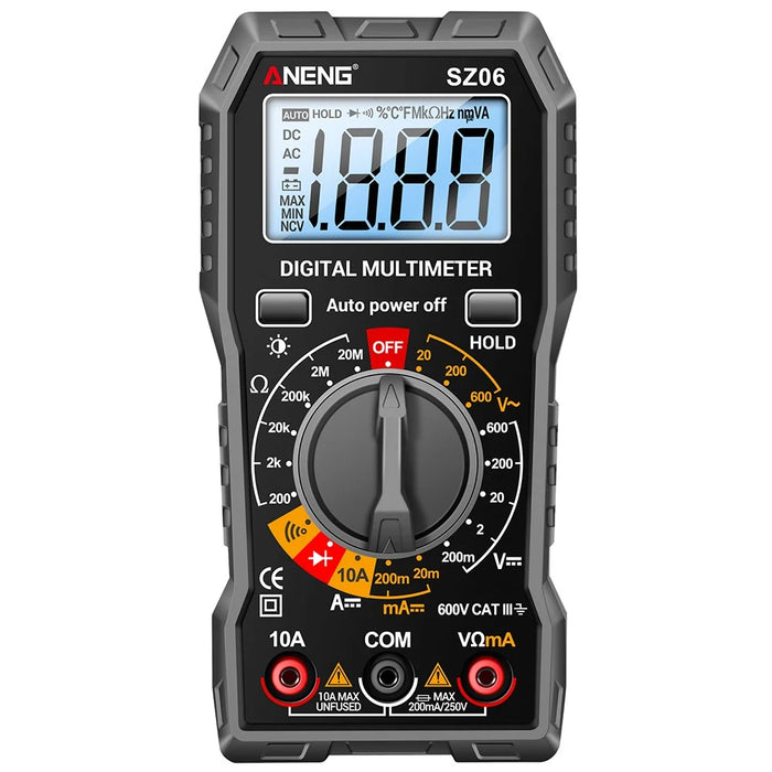 ANENG SZ06 2000 Counts Digital Multimeter Voltage Resistance Meter AC / DC Ammeter Voltmeter Ohm Tester with LCD Backlight - Grey - 2
