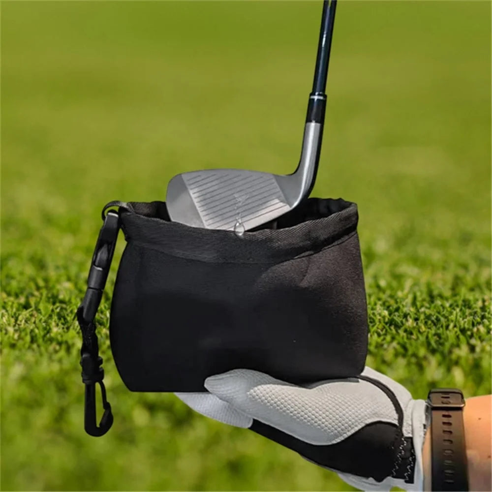 Golf Club Ball Waterproof Cleaning Bag Golf Club Groove Cleaner with Detachable Buckle - Black - 4