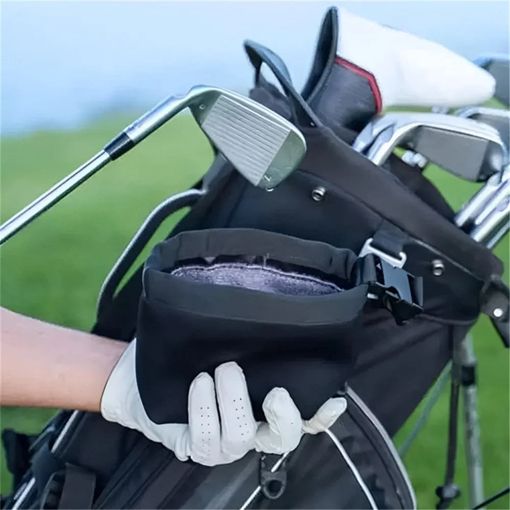 Golf Club Ball Waterproof Cleaning Bag Golf Club Groove Cleaner with Detachable Buckle - Black - 5
