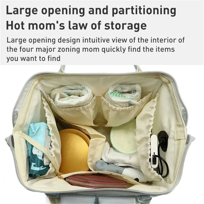Large Capacity Mommy Bag Nylon Polyester Outdoor Maternity Backpack with USB Charging Port - Blue - 4