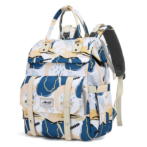 Waterproof Mommy Bag Nylon Polyester Large Capacity Shoulder Bag Outdoor Maternity Backpack - Blue - 1