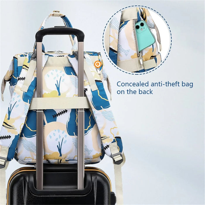Waterproof Mommy Bag Nylon Polyester Large Capacity Shoulder Bag Outdoor Maternity Backpack - Blue - 6
