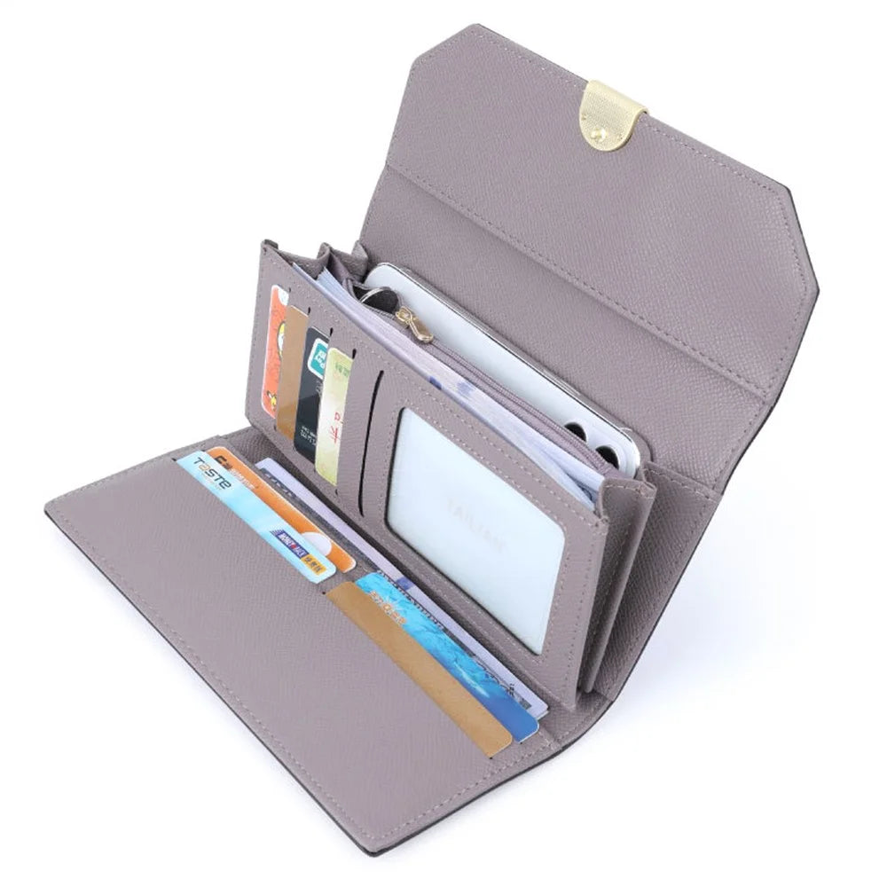 TAILIAN T5601-038 Women's Tri-fold Design PU Leather Wallet Card Holder Pouch Travel Storage Bag for Cash, Cards - Grey - 2