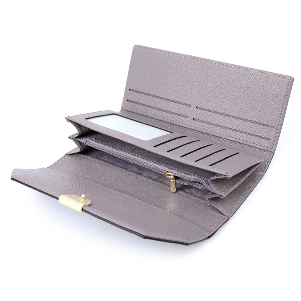 TAILIAN T5601-038 Women's Tri-fold Design PU Leather Wallet Card Holder Pouch Travel Storage Bag for Cash, Cards - Grey - 3