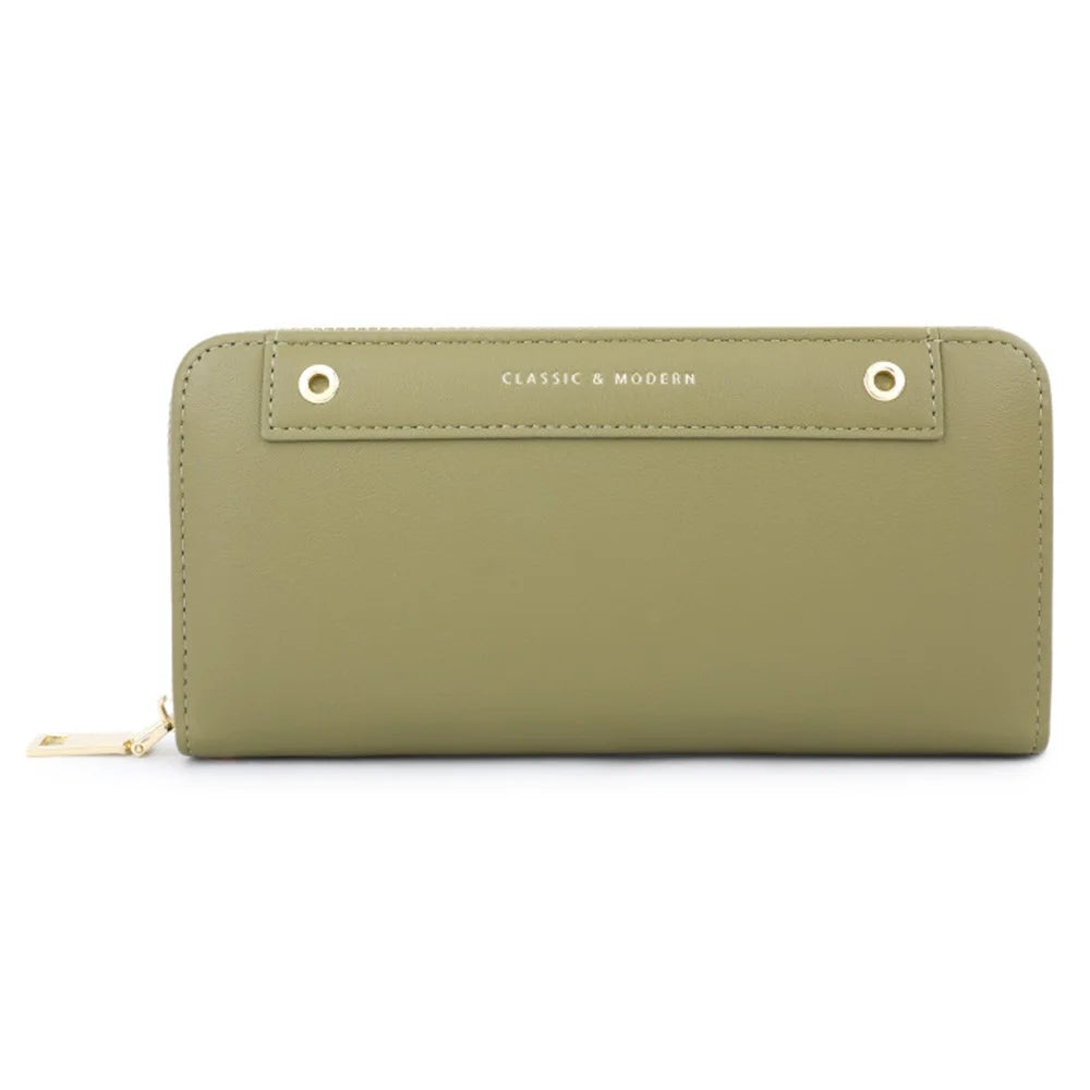 TAILIAN T9612-113 Long Wallet Women's PU Leather Card Storage Holder Coin Carrying Bag for Teen Girls - Green - 1