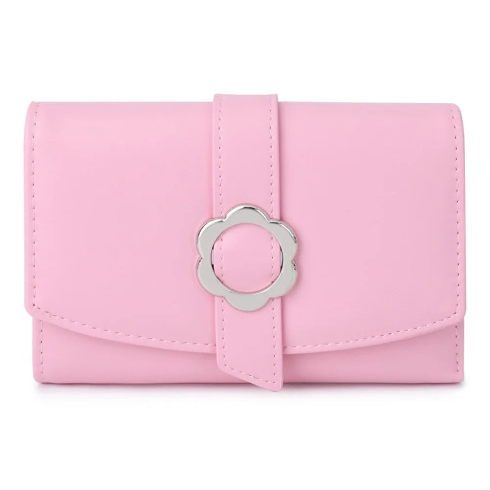 TAILIAN T6224-007 Women's Folding Wallet Coin Carrying Bag PU Leather Card Storage Holder for Teen Girls - Pink - 1