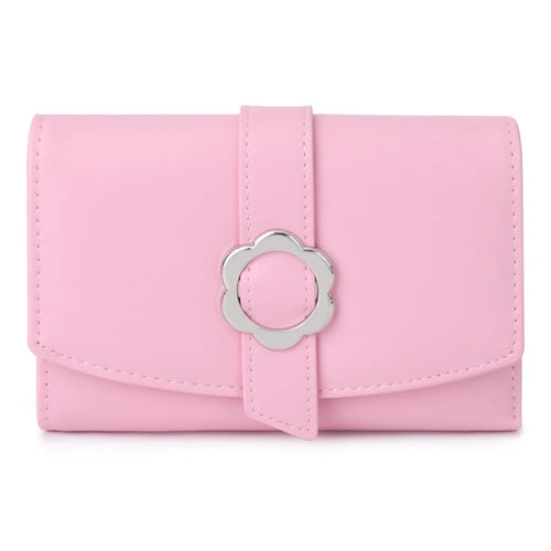 TAILIAN T6224-007 Women's Folding Wallet Coin Carrying Bag PU Leather Card Storage Holder for Teen Girls - Pink - 1