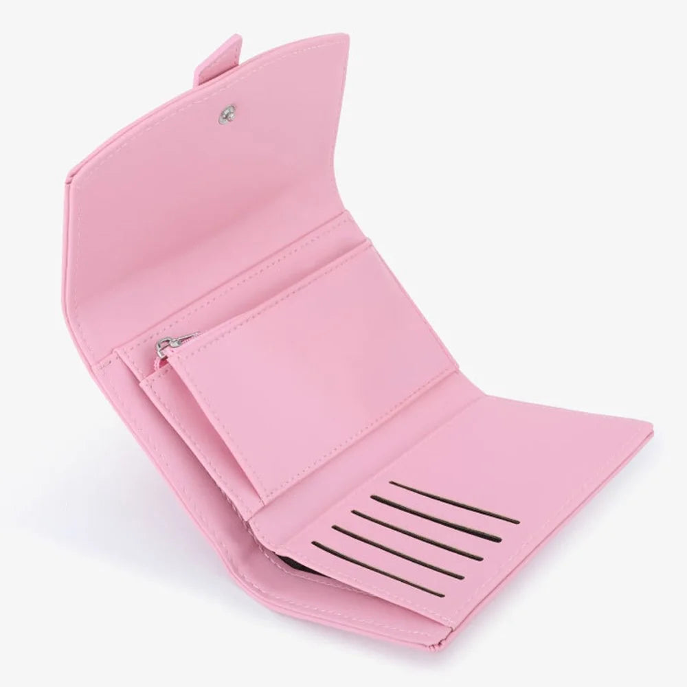 TAILIAN T6224-007 Women's Folding Wallet Coin Carrying Bag PU Leather Card Storage Holder for Teen Girls - Pink - 3