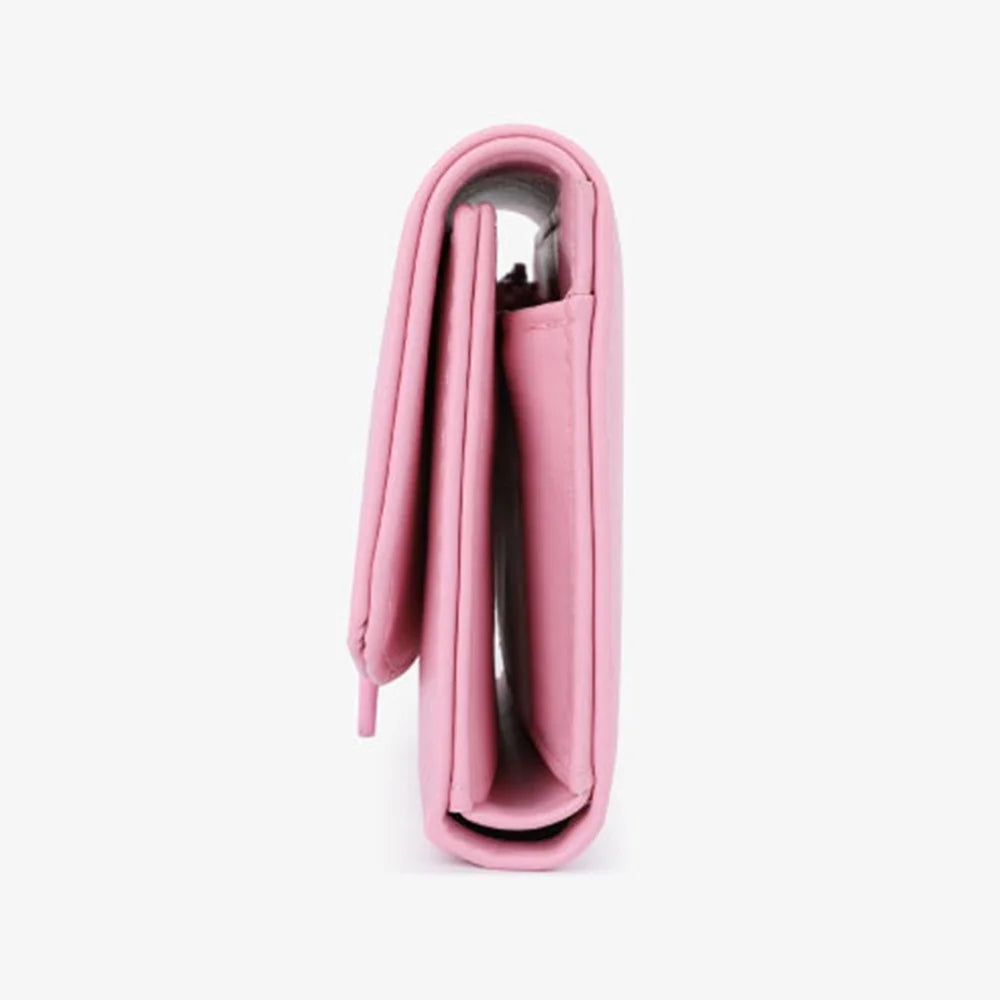 TAILIAN T6224-007 Women's Folding Wallet Coin Carrying Bag PU Leather Card Storage Holder for Teen Girls - Pink - 4