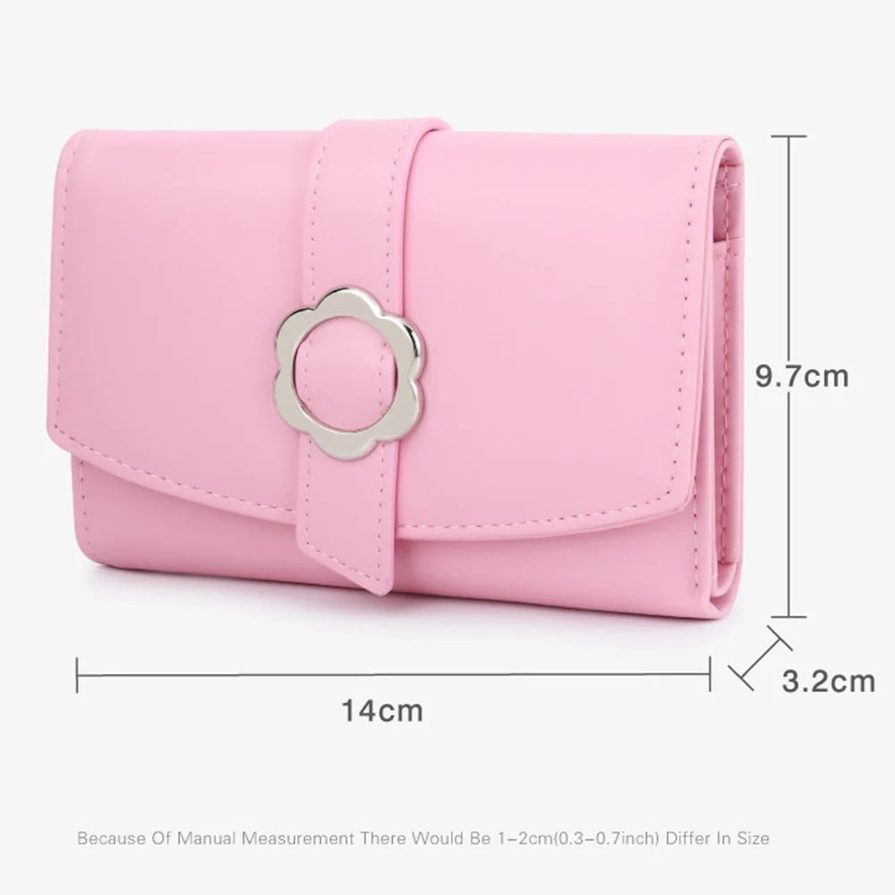 TAILIAN T6224-007 Women's Folding Wallet Coin Carrying Bag PU Leather Card Storage Holder for Teen Girls - Pink - 7