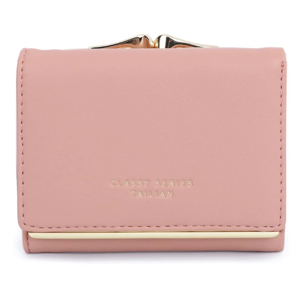 TAILIAN T7368-204 Teen Girls Folding Wallet Women PU Leather Card Storage Holder Pouch - Pink - 1