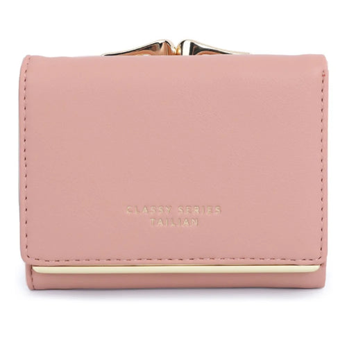 TAILIAN T7368-204 Teen Girls Folding Wallet Women PU Leather Card Storage Holder Pouch - Pink - 1
