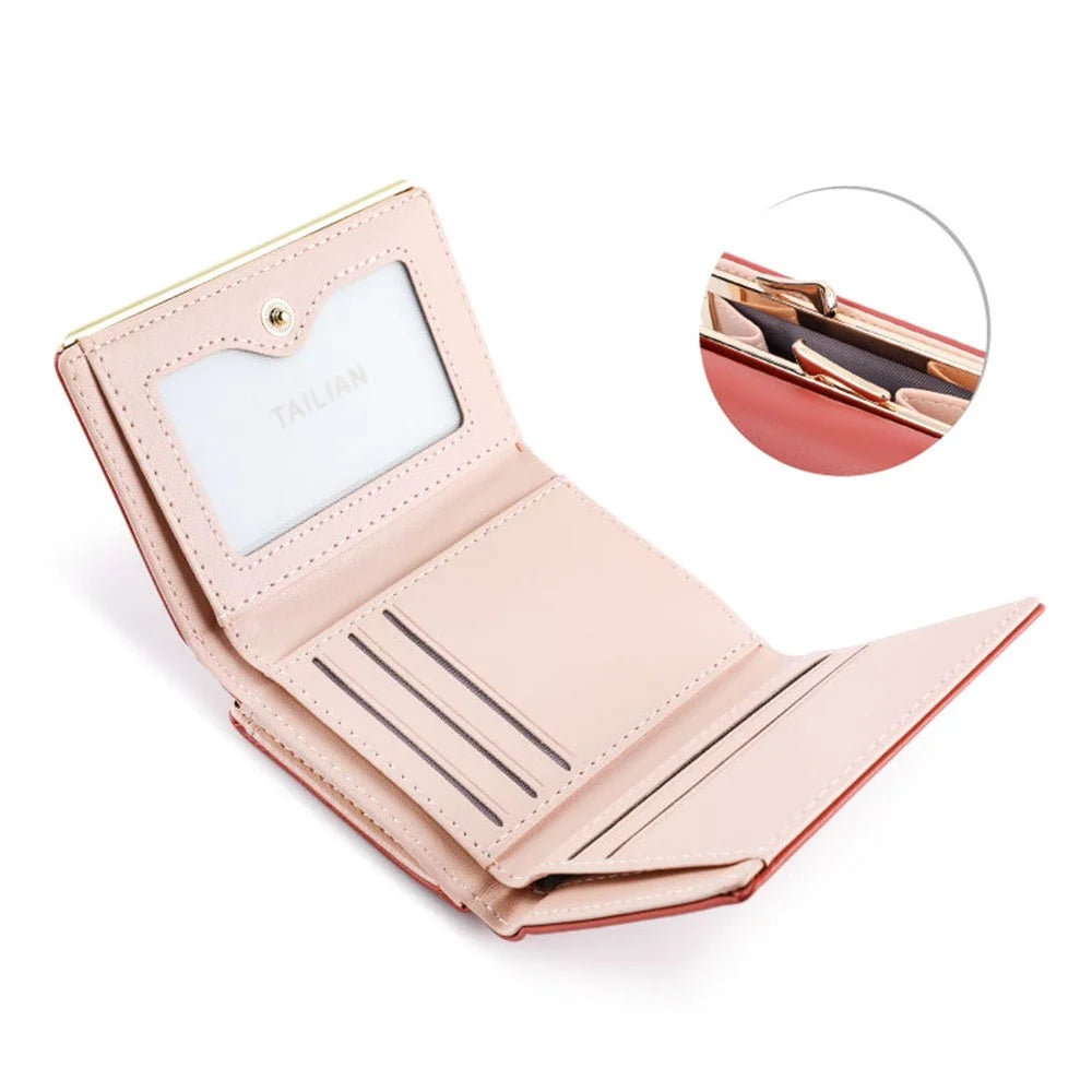 TAILIAN T7368-204 Teen Girls Folding Wallet Women PU Leather Card Storage Holder Pouch - Pink - 3