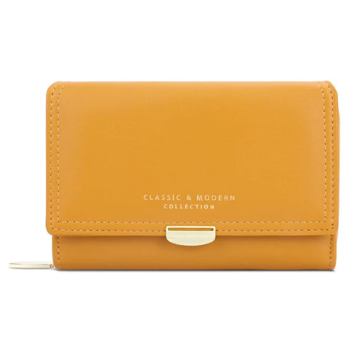 TAILIAN T2704-001 Multiple Card Slots Wallet Tri-fold Design PU Leather Card Storage Holder for Women - Yellow - 1