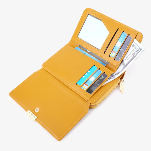 TAILIAN T2704-001 Multiple Card Slots Wallet Tri-fold Design PU Leather Card Storage Holder for Women - Yellow - 2