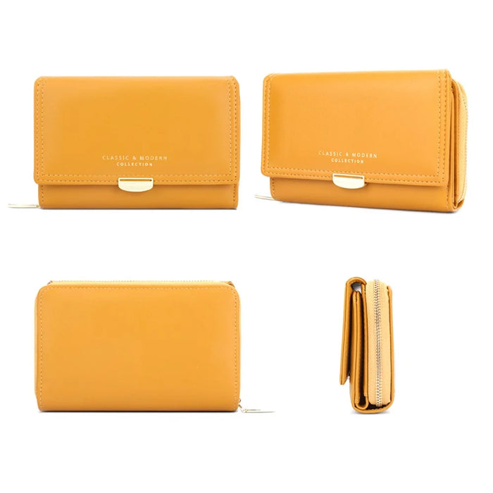 TAILIAN T2704-001 Multiple Card Slots Wallet Tri-fold Design PU Leather Card Storage Holder for Women - Yellow - 5