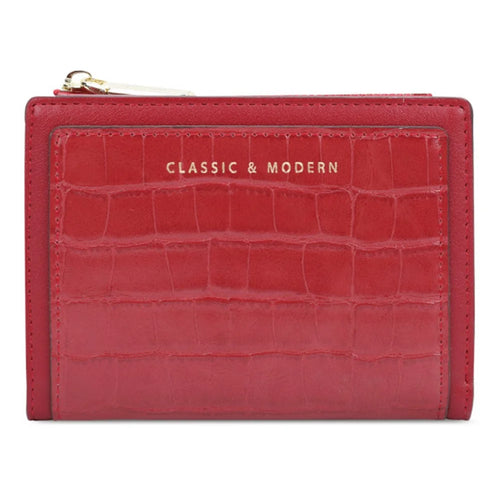 TAILIAN T2602-168 Women's Folding Wallet Crocodile Texture Coin Storage Pouch PU Leather Card Holder for Teen Girls - Red - 1